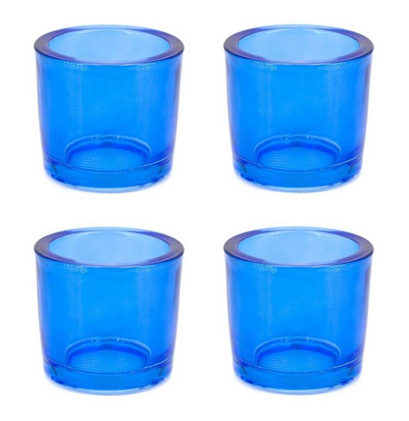Creativery Teelichthalter, Teelichthalter Glas 6,5x6cm blau 4er Set von Creativery