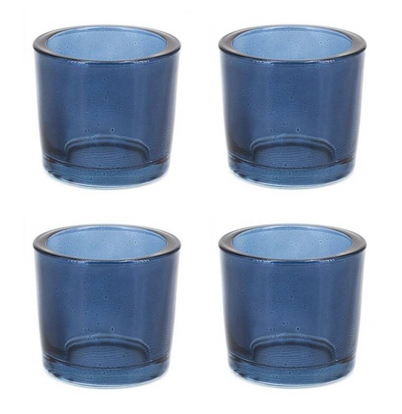 Creativery Teelichthalter, Teelichthalter Glas 6,5x6cm dunkelblau 4er Set von Creativery