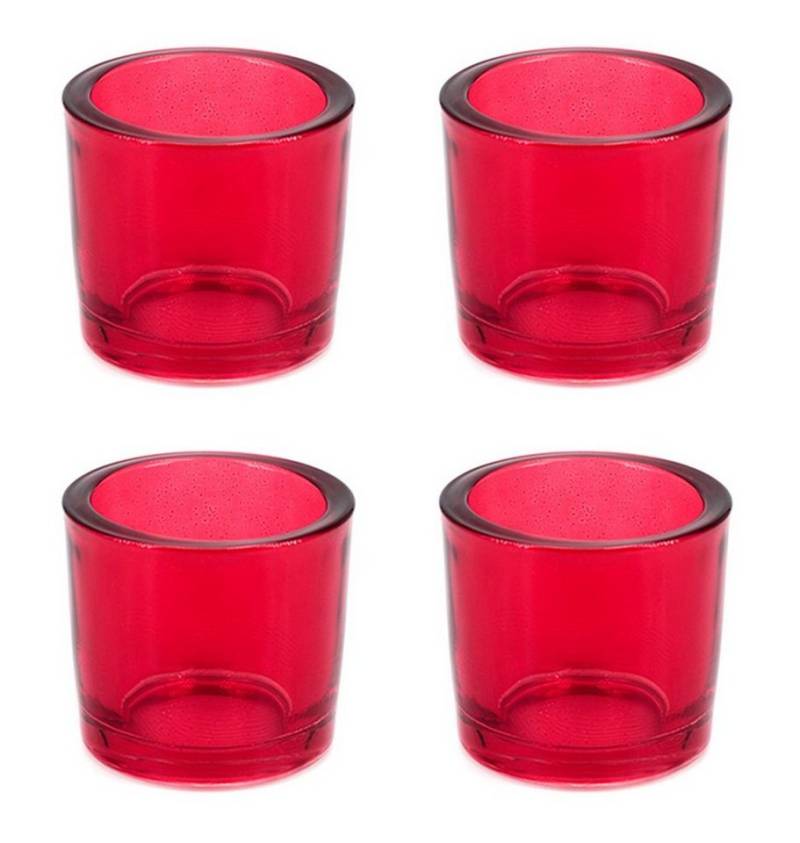 Creativery Teelichthalter, Teelichthalter Glas 6,5x6cm rot 4er Set von Creativery