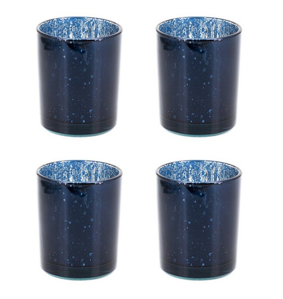 Creativery Teelichthalter, Teelichthalter Glas 6x7,2cm dunkelblau 4er Set von Creativery