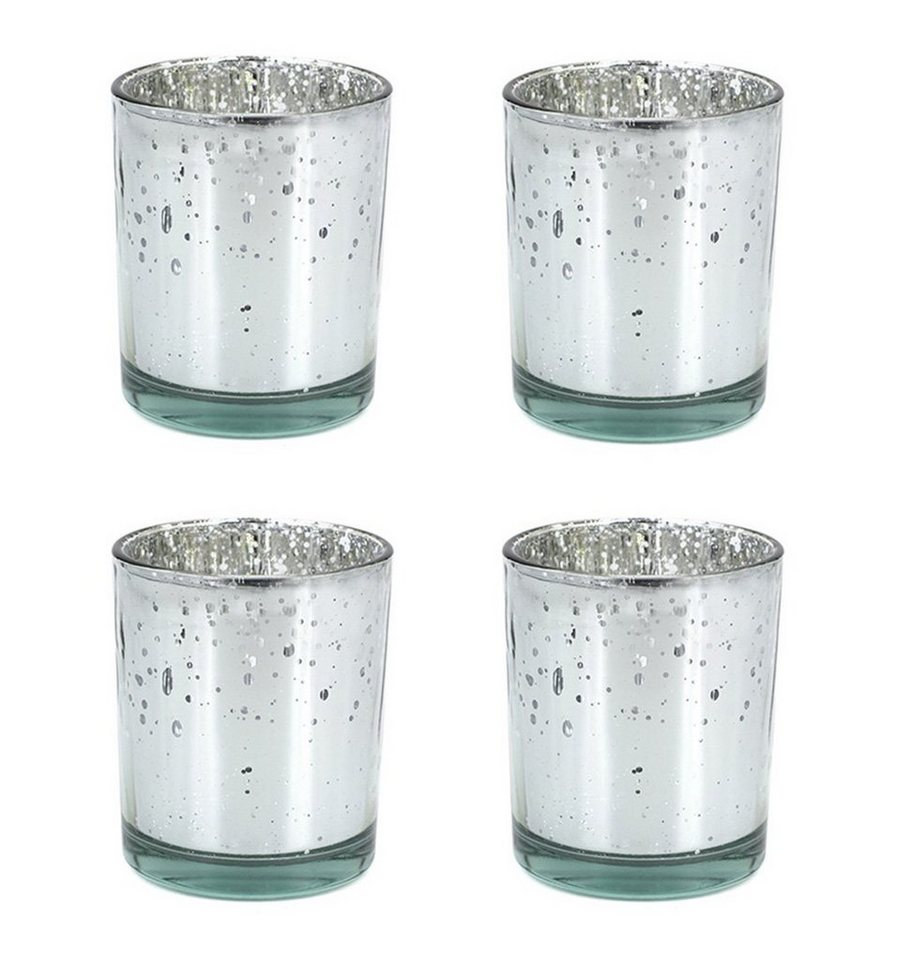 Creativery Teelichthalter, Teelichthalter Glas 6x7,2cm silber 4er Set von Creativery