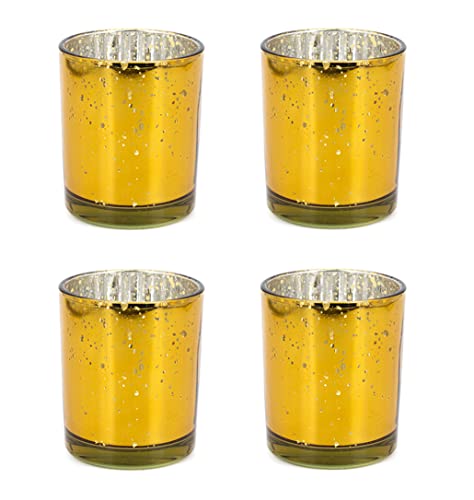 Creativery Teelichthalter Glas 6x7,2cm Set 4 Stück Teelichtgläser Windlichtglas Windlicht metallic Gold Creativery Teelichthalter Glas 6x7,2cm Set 4 Stück Teelichtgläser Windlichtglas Windlicht metallic Gold von Creativery