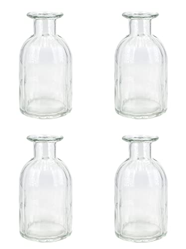 Creativery Vasen Glas 14cm x 4 Stück Blumenvase 250ml Dekoflaschen Set Glasvase Glaskaraffe klar von Creativery