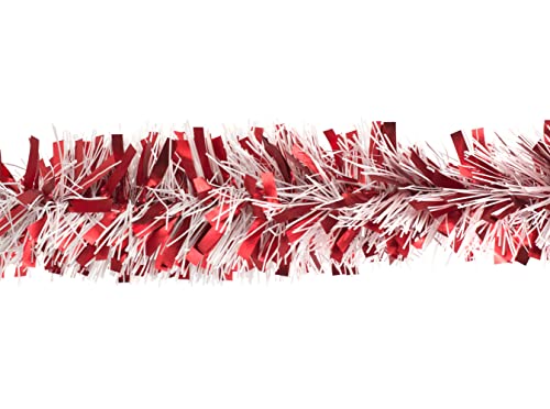 Creativery Weihnachtsgirlande Lametta 8cm x 2m Weihnachtsbaum Baumgirlande rot weiß von Creativery