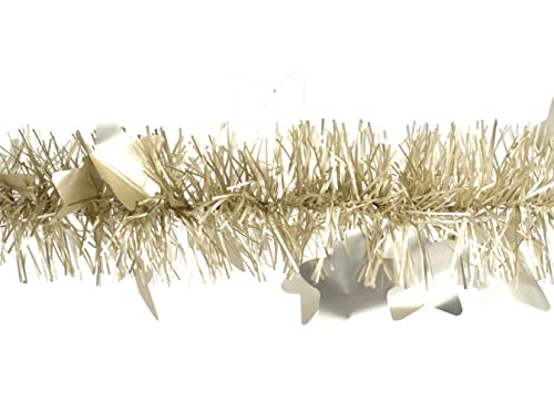 Creativery Weihnachtsgirlande Lametta 9cm x 2m mit großen Sternen Weihnachtsbaum Champagner matt Creativery Weihnachtsgirlande Lametta 9cm x 2m mit großen Sternen Weihnachtsbaum Champagner matt von Creativery