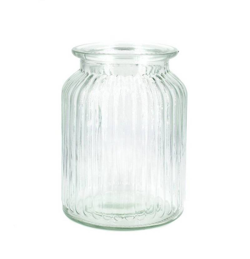 Creativery Windlicht, Windlicht Glas gerillt 11x14,5cm 1 Stück Klar transparent von Creativery