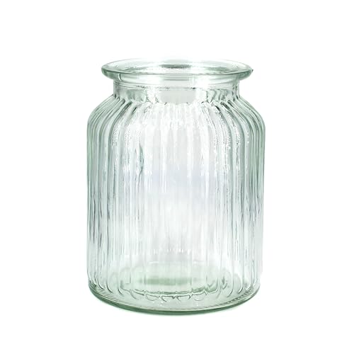 Creativery Windlicht Glas 11x14,5cm Windlichtglas Teelichthalter Teelichtgläser kleine Vase gerillt transparent von Creativery