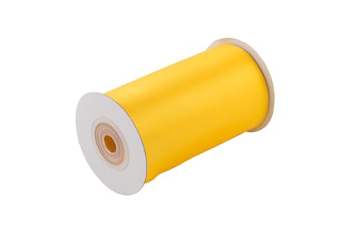 Satinband 100mm x 10m Rolle - FARBAUSWAHL in 3/6/12/25/38/50/75/100mm - farbecht & waschbar - Schleifenband für Hochzeit - Geschenkband zum Verpacken Dekorieren Basteln - Gelb 645 von Creativery