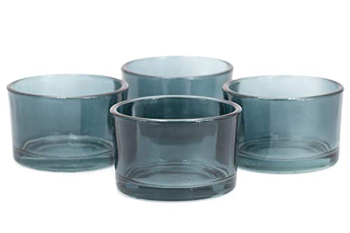 Teelichtgläser klein 51x33 mm Set 4 Stück Teelichthalter Glas Farbauswahl: Silber/grau 077 von Creativery