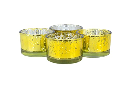 Teelichtgläser klein 51x33 mm Set 4 Stück Teelichthalter Glas Gold von Creativery