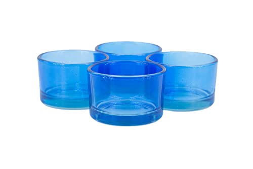 Teelichtgläser klein 51x33 mm Set 4 Stück Teelichthalter Glas blau von Creativery