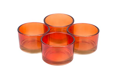 Teelichtgläser klein 51x33 mm Set 4 Stück Teelichthalter Glas orange von Creativery