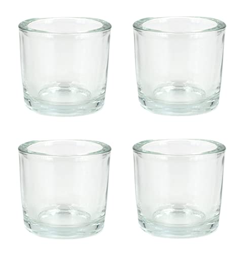 Teelichthalter Glas 6,5x6cm Set 4 Stück Teelichtgläser Windlichtglas Windlicht klein transparent von Creativery