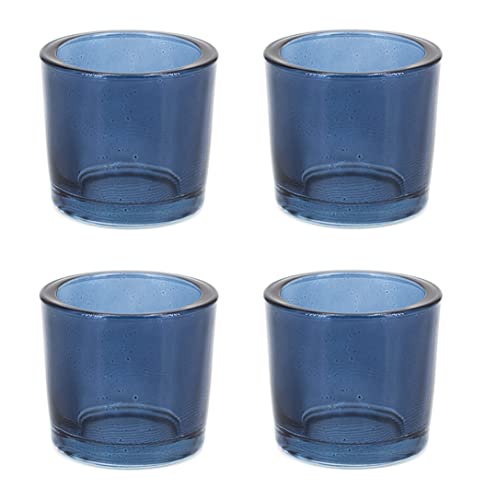 Teelichthalter Glas 6,5x6cm Set 4 Stück Teelichtgläser Windlichtglas Windlicht klein dunkelblau von Creativery