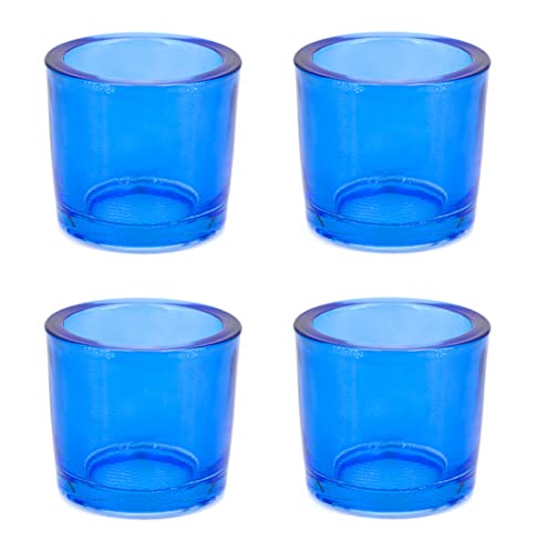 Teelichthalter Glas 6,5x6cm Set 4 Stück Teelichtgläser Windlichtglas Windlicht klein blau Teelichthalter Glas 6,5x6cm Set 4 Stück Teelichtgläser Windlichtglas Windlicht klein blau von Creativery