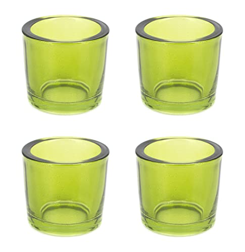Teelichthalter Glas 6,5x6cm Set 4 Stück Teelichtgläser Windlichtglas Windlicht klein grün von Creativery