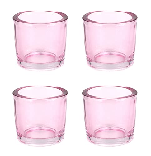 Teelichthalter Glas 6,5x6cm Set 4 Stück Teelichtgläser Windlichtglas Windlicht klein rosa von Creativery