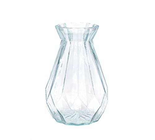 Vase Glas 14cm x 1 Stück Diamant Muster 330ml Blumenvase Glasvase Dekoflasche Glaskaraffe klar von Creativery