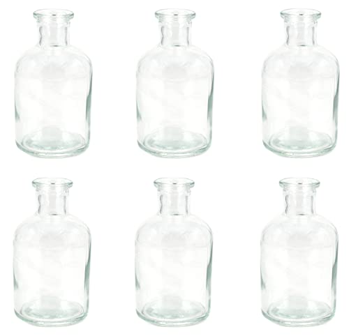 Vasen Glas 10cm x 6 Stück Blumenvase 125ml Dekoflaschen Set Glasvase Kerzenhalter klar von Creativery