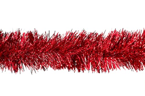 Weihnachtsgirlande Lametta 7cm x 3m Lamettagirlande Baumgirlande Christbaumdeko rot von Creativery