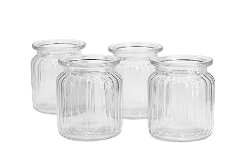 Windlicht Glas 8x9cm Set 4 Stück Windlichtglas Teelichthalter Teelichtgläser kleine Vasen klar transparent von Creativery