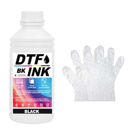 Creatorally DTF Tinte, DTF Transfertinte für Textildruck PET-Folien Thermotransfer für DTF-Drucker, Kompatibel mit i3200、DX5/DX7、5113、i4720、XP600 (Schwarz, 1000 ml) von Creatorally