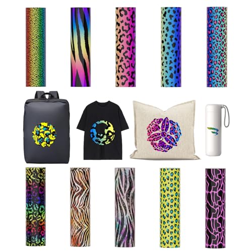 Creatorally Infusible Transfer Ink Sheets, 10 Stück 11x30 cm Unschmelzbare Transfer-Tintenblätter, Farb und Mustertransferfolie Sublimationstintenblatt für Personalisierte DIY (Leopard) von Creatorally