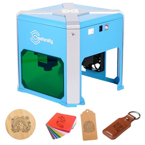 Creatorally K6 Mini Laser Graviermaschine, Keine Installation Erforderlich, 3w Desktop Lasergravierer, Einfach zu Tragen für Anfänger zu Hause mit Schutzlinse, Abluftbox von Creatorally