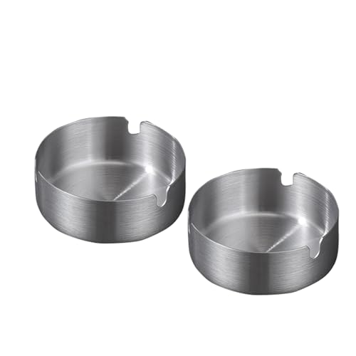 Creatorally Tischaschenbecher Edelstahl Tischplatte Runder Aschenbecher Zigarrenhalter 2 Stück Aufbewahrungsbox Silber von Creatorally
