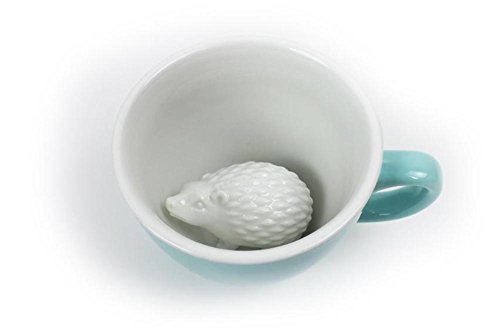 Ceature Cups Igel-Keramiktasse (325 Milliliter, Meeresgrün) | Auf der Innenseite versteckte Tiermotive | Weihnachts- und Geburtstagsgeschenk für Kaffee- und Teeliebhaber von Creature Cups