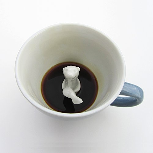 Ceature Cups Otter-Keramiktasse (325 Milliliter, Graublau) | Auf der Innenseite versteckte Tiermotive | Weihnachts- und Geburtstagsgeschenk für Kaffee- und Teeliebhaber von Creature Cups