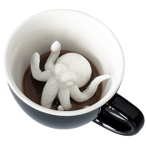 Creature Cups Cthulhu-Keramiktasse (325 Milliliter, Schwarz) | Auf der Innenseite versteckte Tiermotive | Weihnachts- und Geburtstagsgeschenk für Kaffee- und Teeliebhaber von Creature Cups