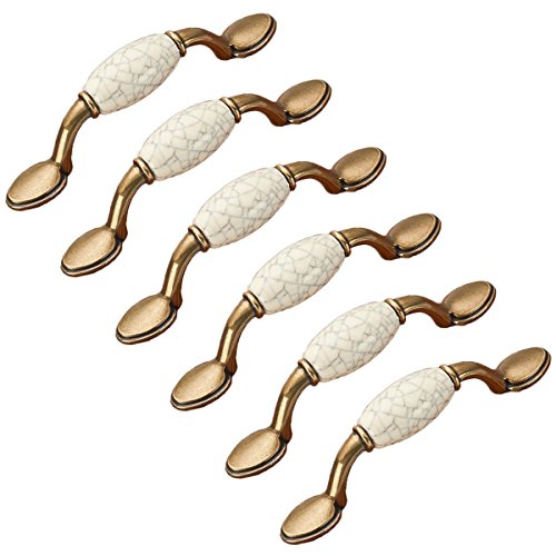 Creatwls 6pcs Keramik Möbelknopf Küchengriffe Schrankgriffe Schubladengriffe Möbelgriff Türgriff Griffe Einloch /96mm BA/ 128mm BA von LAOSEP