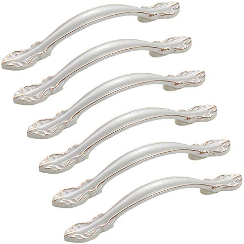 Creatwls 6pcs Zink-Legierung Möbelgriffe Elfenbein Weiß Schrankgriffe Türgriffe Griff für Schublade Schrank Möbelknöpfe von Creatwls