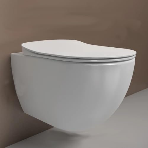 Creavit Dusch-WC Hänge-WC Bidet | Spülrandloses Wand WC mit Soft Close Deckel mit Bidet-Funktion ohne Armatur Weißes Keramik WC von Creavit
