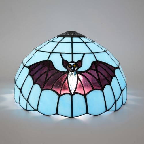 Crecobo Tiffany-Lampenschirm 30 cm, farbiges Glas, blauer Boden, schwarz, Handheld-Ersatz-Bildschirm, geeignet für Tischlampe, Kronleuchter, Stehlampe und andere Retro-Heimtextilien im Tiffany-Stil von Crecobo