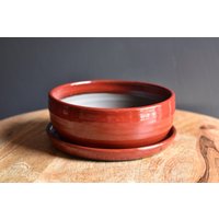 Handgemachter Keramik Übertopf Mit Tablett Für Sukkulenten, Rot Handgemachter Keramik Übertopf Mit Tablett Für Sukkulenten, Rot von CreektreeClay