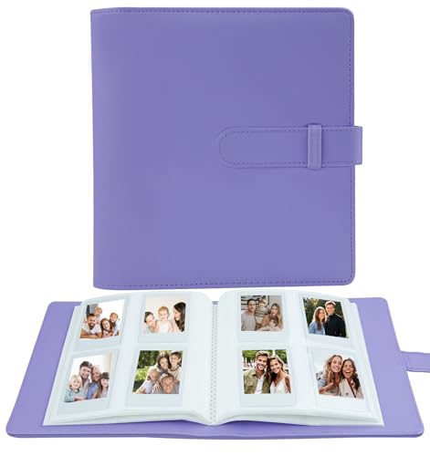 256 Taschen Fotoalbum für Fujifilm Instax Mini LiPlay 11 90 70 12 9 8+ 8 7S Kamera/Mini Link SP-1 Drucker, Polaroid SnapTouch PIC-300 Z2300 Mint Zip Instant Camera Printer (Lila) von Crefotu