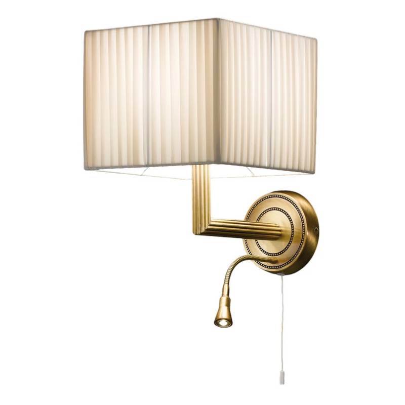 Cremasco Wandleuchte Imperial Mit Led Leselicht Plissee Messing Satiniert E27 B-Ware von Cremasco