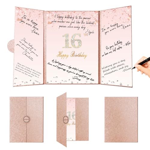 Crenics Sweet 16 Birthday Decorations, Creative Rose Gold 16th Birthday Guest Book Alternative, Large 16th Birthday Signature Book 12" x 18", Great 16 Years Old Birthday Gifts for Girls Crenics Sweet 16 Birthday Decorations, Creative Rose Gold 16th Birthday Guest Book Alternative, Large 16th Birthday Signature Book 12" x 18", Great 16 Years Old Birthday Gifts for Girls von Crenics