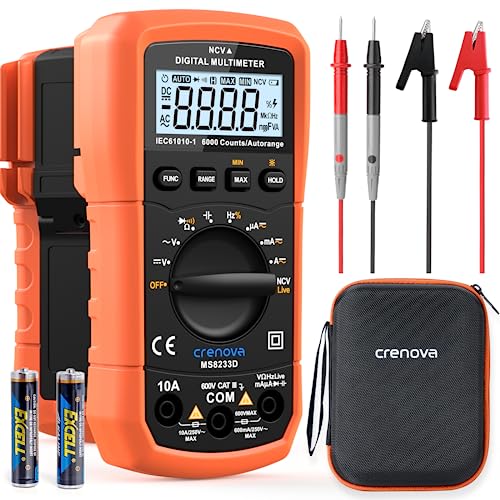 Crenova MS8233D Multimeter DC AC Voltmeter Ohm Volt Amp Tester für Spannung Strom Widerstand Kapazität Kontinuität Diode Frequenz NCV Live-Drahttest mit LCD-Display mit Hintergrundbeleuchtung 6000 Crenova MS8233D Multimeter DC AC Voltmeter Ohm Volt Amp Tester für Spannung Strom Widerstand Kapazität Kontinuität Diode Frequenz NCV Live-Drahttest mit LCD-Display mit Hintergrundbeleuchtung 6000 von Crenova