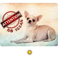 Aluminium Schild Vorsicht Hund Chihuahua Vegan Humor 37V von Creosoleil