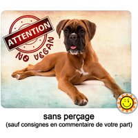 Aluminiumschild Vorsicht Boxer Hund Vegan Humor 9V von Creosoleil