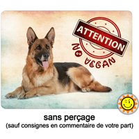 Aluminiumschild Vorsicht Vor Deutschem Schäferhund Vegan Humor 4V von Creosoleil