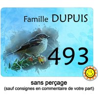 Hausnummerschild Zum Personalisieren Aluminium Vogel Spatz Natur Vintage R303 von Creosoleil