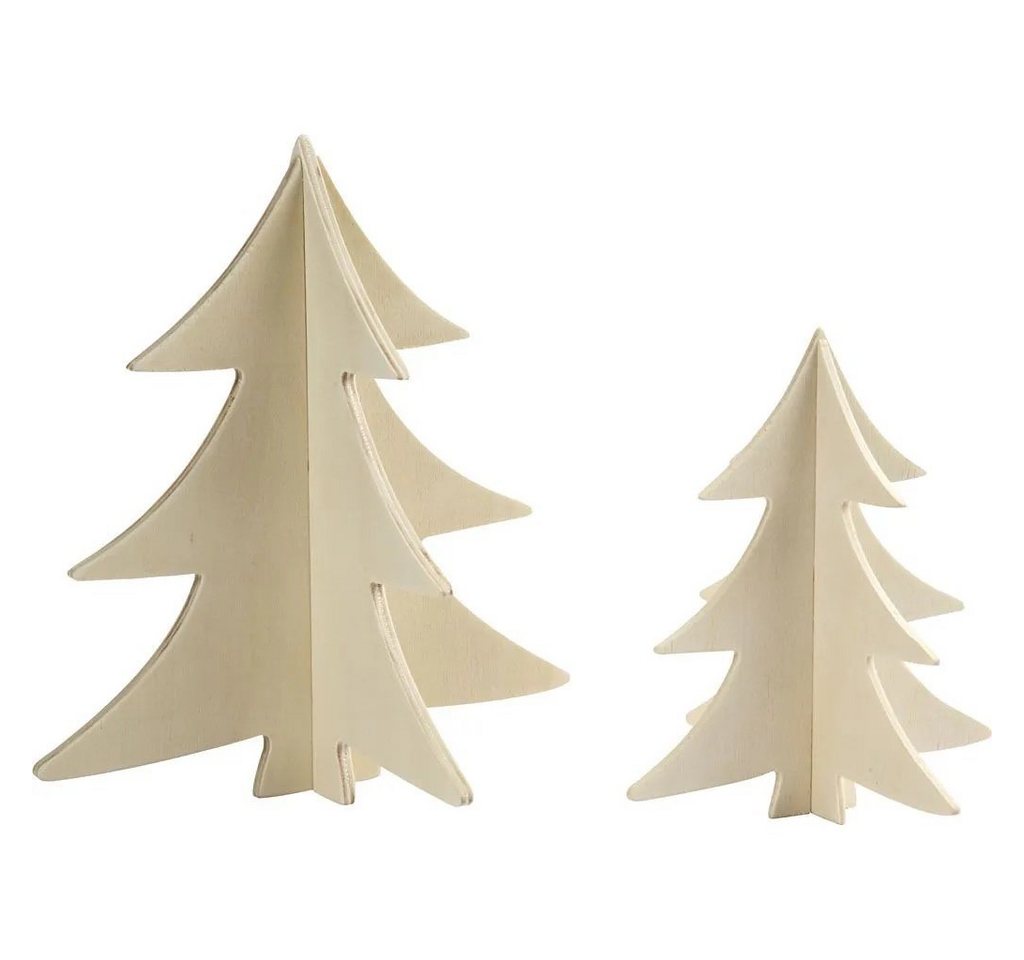 Creotime Dekofigur 3D Weihnachtsbaum, H: 13+18 cm, 2 Stk/ 1 Pck von Creotime