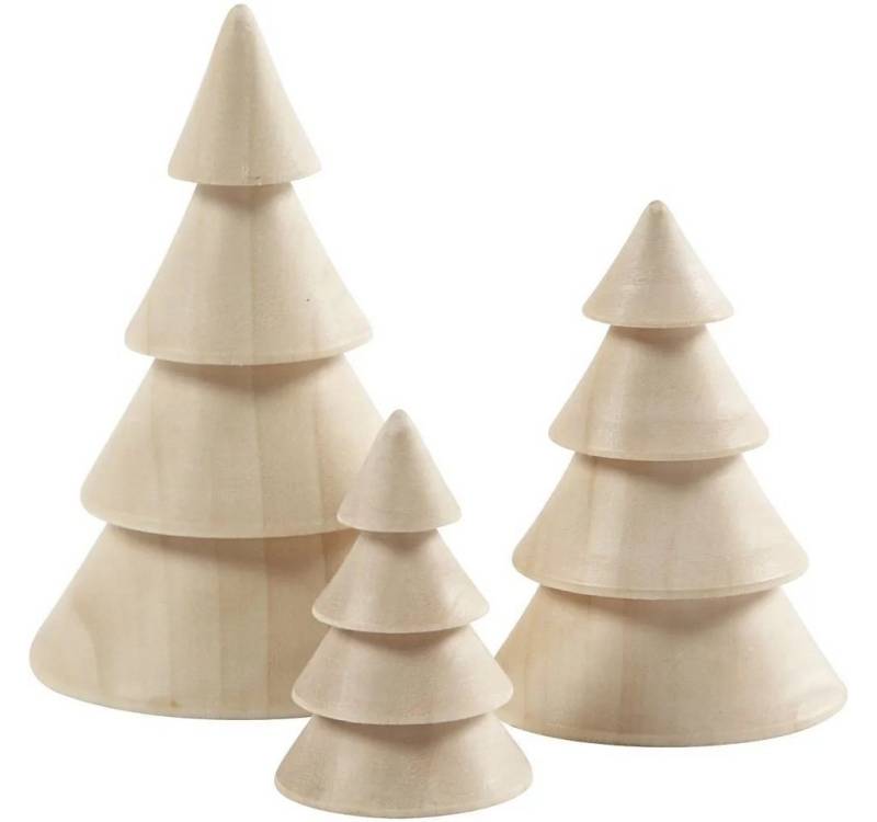 Creotime Dekofigur Weihnachtsbäume aus Holz, 5-10cm, 3 Stück von Creotime