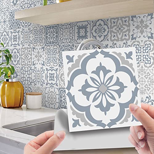 Creperture 24 Stück Wandaufkleber Vintage wasserdichte Selbstklebende Vinyl-Fliesenaufkleber Badezimmer Wandtattoos DIY Selbstklebende Tapete Aufkleber Klebefolie für Küche Badezimmer Home Decor von Creperture