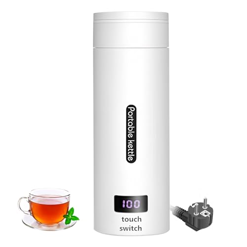 Creperture Tragbarer Wasserkocher, 500 ml, Kleiner Tragbarer Wasserkocher aus Edelstahl mit LED Temperaturanzeige, Elektrischer Reisewasserkocher zum Zubereiten von Kaffee und Tee von Creperture