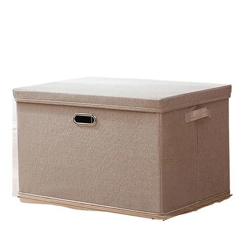 Crepundia Folding Fabric Storage Cube Organizer, 1 X Zusammenklappbare, Gepolsterte Aufbewahrungsbox Mit Großem Fassungsvermögen, Deckel Und Metallgriff, Schrank-Organizer Aufbewahrungsboxen(Beige) von Crepundia